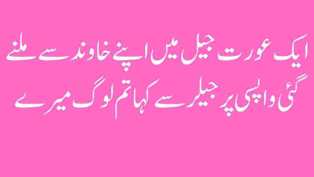 ایک عورت جیل میں اپنے خاوند سے ملنے گئی واپسی پر جیلر سے کہا تم لوگ میرے